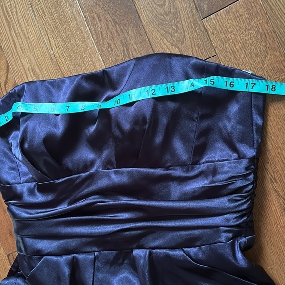 David’s bridal purple Satin strapless mini dress Sz 12 - Picture 4 of 12